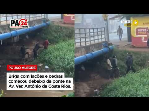 Vídeo: Briga com facões e pedras começou debaixo da ponte na Av. Ver. Antônio da Costa Rios.