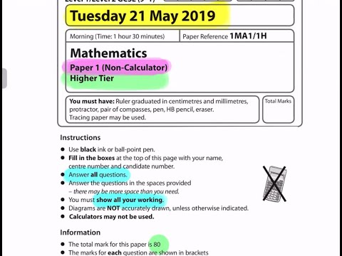 GCSE Maths Edexcel Higher Paper 1 21st May 2019 - Walkthrough and Solutions