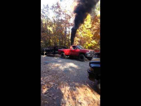Twin turbo 12v Cummins burnout with trailer