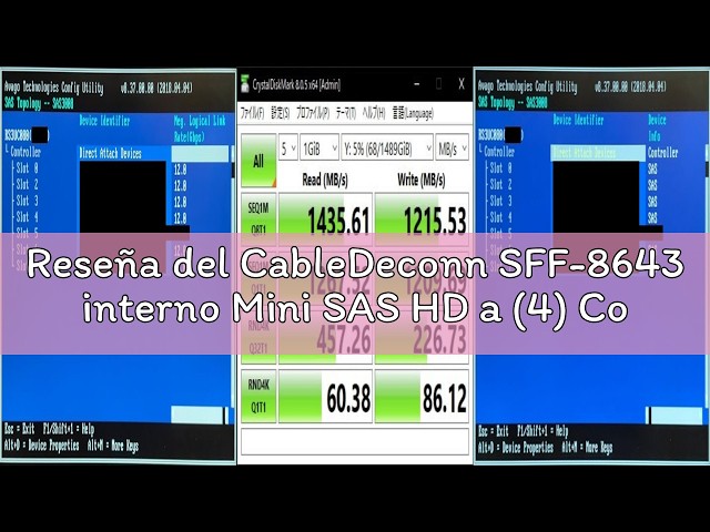 Vídeo relacionado con 10Gtek Paquete de 2 cables internos Mini SAS HD SFF-8643 a SFF-8643 de 12 G, con banda lateral, 100 ohmios, 0.5 metros (1.5 pies)