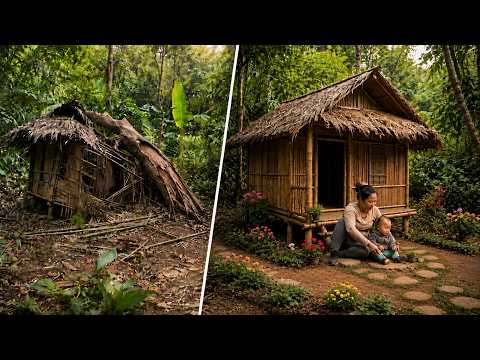 Single Mother Survival: Rebuilding an Abandoned Bamboo House in the Forest | Lý Thị Mai