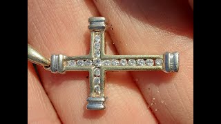 Beach Metal Detecting Hampton Beach 14KT Gold Cross with Diamonds
