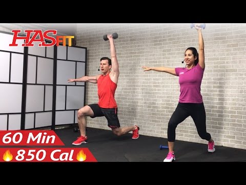 60 Minute HIIT Workout with Weights + Abs - Full Body Dumbbell High Intensity Workout at Home