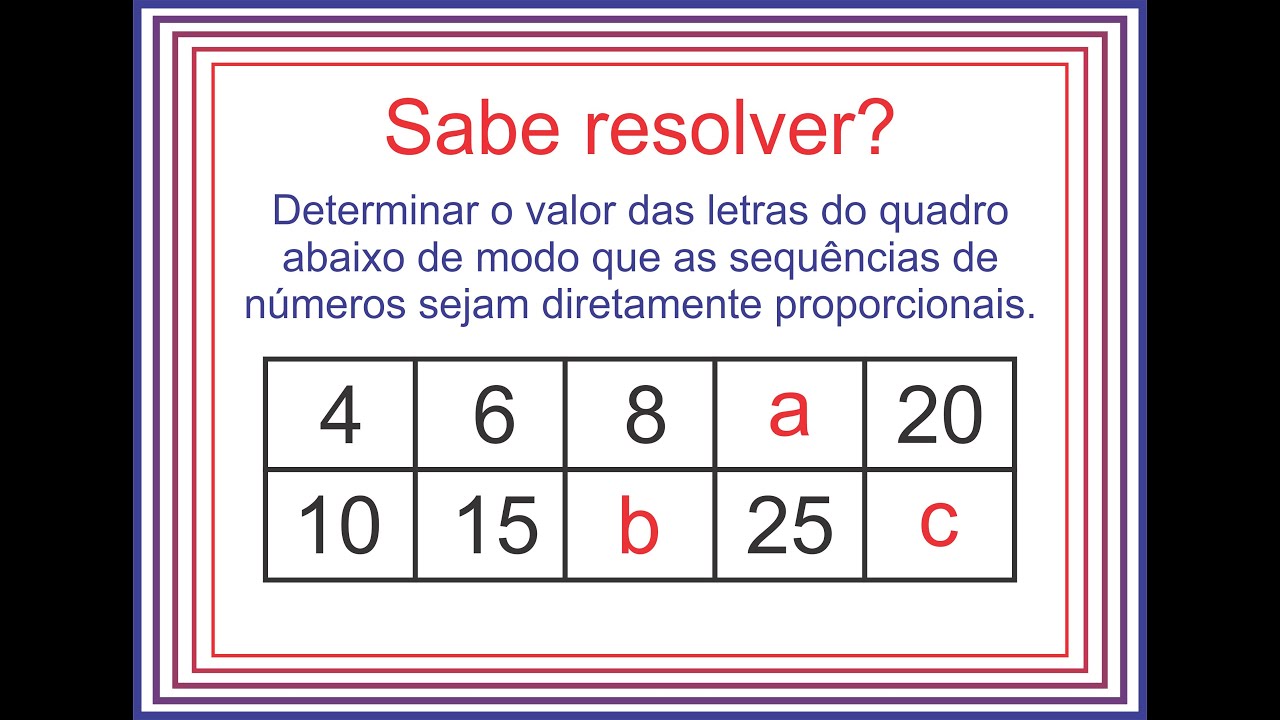 Sequências  de números sejam diretamente proporcionais.
