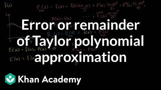 Error or Remainder of a Taylor Polynomial Approximation