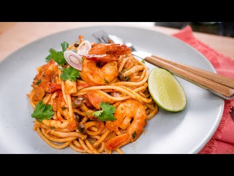 Tom Yum Spaghetti สปาเก็ตตี้ต้มยำกุ้ง | Thai Recipe
