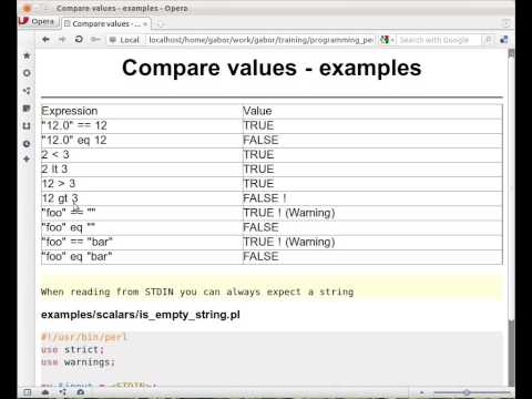Beginner Perl Maven tutorial: 2.9 - Compare values