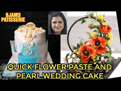 FLOWER PASTE AND PEARL WEDDING CAKE| BJAMS PATISSERIE WITH SADIA IQBAL | with English Subtitles