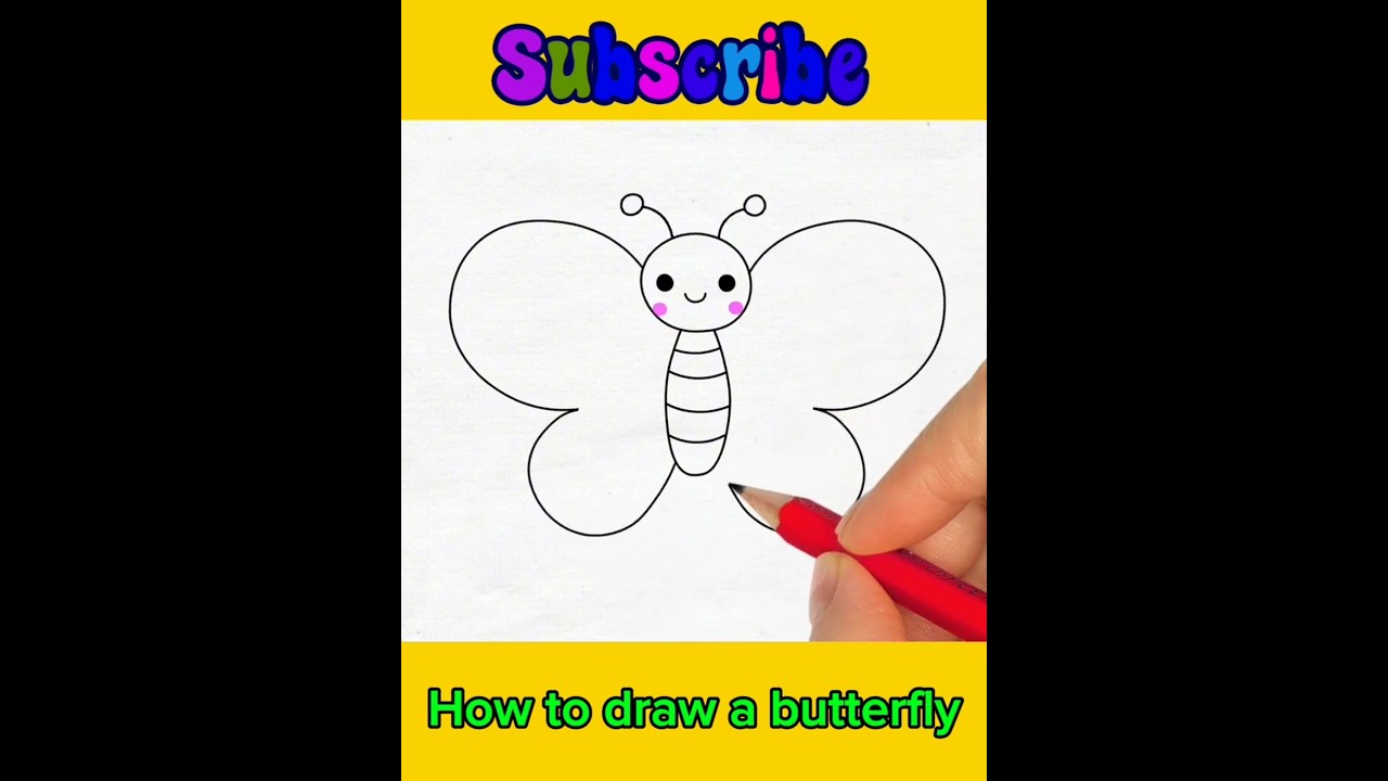 How to draw a butterfly/Easy butterfly drawing #drawing #art #easydrawing #howtodraw #animation#kis
