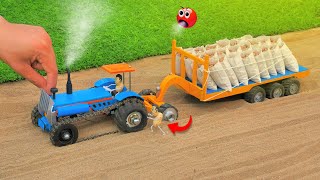 Diy tractor making bulldozer repair train railway | make road to help farmer | DIY concrete mixer