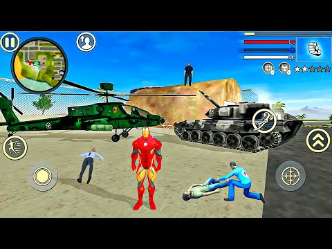 Iron Rope Hero Vice Town Simulator - Found Tank and Helicopter - Android GamePlay