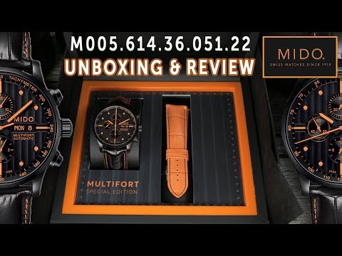 MIDO Multifort M005.614.36.051.22 Chronograph Automatic Black Dial Black Leather Strap-1