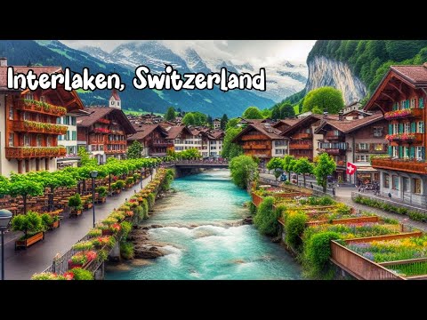 Interlaken, Schweiz 4K – Die schönsten Schweizer Städte – Entspannender Abendspaziergang