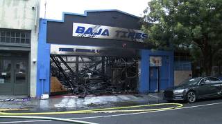3-alarm fire destroys San Jose tire business with collapsed roof, charred inside
