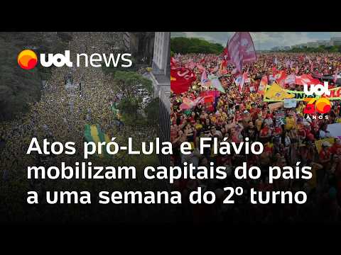 Atos pró-Lula e Flávio Bolsonaro ocorrem em capitais do país a uma semana do 2º turno