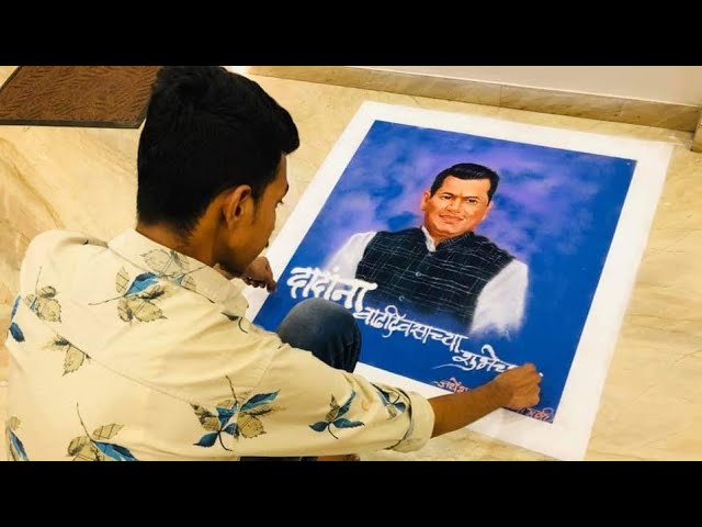 Portrait rangoli design of a sage by jayesh jadhav  - video 2
