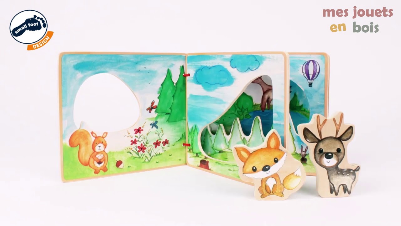 Livre d'éveil en bois pour bébé - Mes amis de la forêt