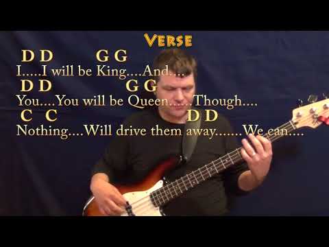 Heroes (David Bowie) Bass Guitar Cover Lesson with Chords/Lyrics