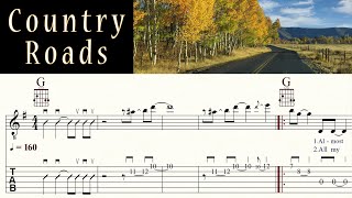 COUNTRY ROADS | JOHN DENVER | Complete | Guitar Lesson | Chords, Melody & Lyrics | Sheet Music & TAB