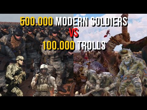 500.000 Modern Soldiers vs 100.000 Trolls - Ultimate Epic Battle Simulator 2 | UEBS 2
