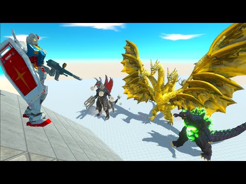 GUNDAM RX 78 vs GHIDORAH Mechagodzilla Kiryu Godzilla DEATH FALL - ARBS