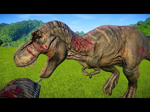 Jurassic World Evolution 🌎 Tiranossauro Rex VS Thanatotheristes VS Majungassauro Jogo de Dinossauro
