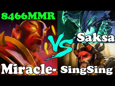 Dota 2 - Miracle- 8466 MMR VS Saksa 8540MMR And SingSing - Ranked Match Gameplay!