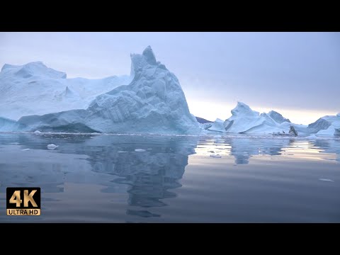 1 Hour 4K Iceland Glacier relaxing Soothing Ocean Waves(No Ads)Natural sound For sleep Stress Relief