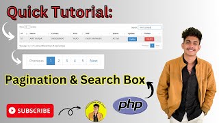 Create Pagination & Search box in Php using Datatable. | Web development Project