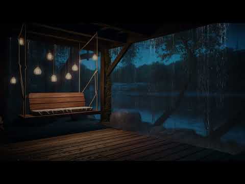 10 Hours⚡Cozy Cabin Porch With Heavy Rainstorm - Relaxing Rain Sounds For Sleeping, Studying & Relax