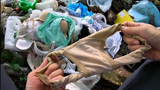 Sorting Mysterious Bags of Women's Clothes Thrown into Landfill♻️🗑️🚮埋め立て地に捨てられた女性服の入った謎の袋を整理♻️🗑️🚮