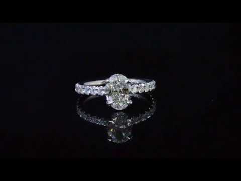 Oval Briliant Cut Hidden Halo Pave Diamond Engagement Ring