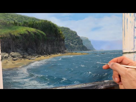 Detailed Seascape Painting - with just two layers of colour