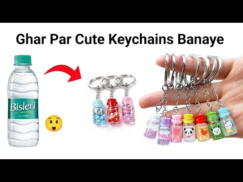 How to make Keychain from waste materials /Homemade glass keychain/DIY gift Keychain/bottle Keychain