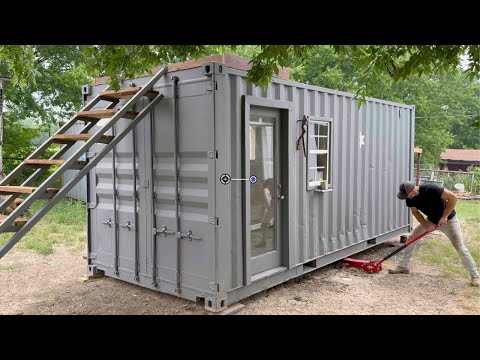 Shipping container cabin. Full build in 9 days (solo).