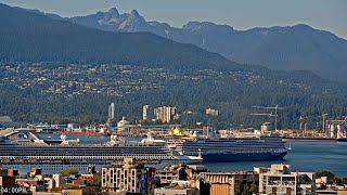 LIVE Koningsdam & Sapphire Princess Glide into August Blue | A Perfect Summer Sailaway in Vancouver