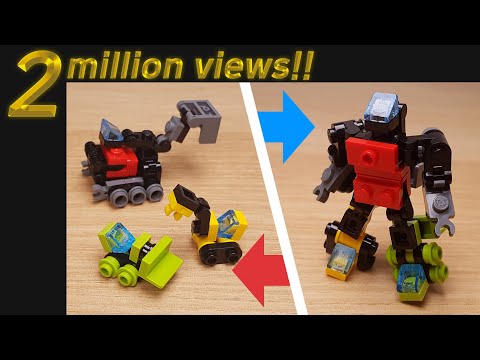 [LEGO Mini Robot Tutorial] Combiner Transformer Mech - (similar with Devastator)/ミニレゴ合体ロボ/미니 레고 합체로봇