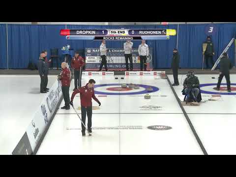 Korey Dropkin ignores Eye on the Hog line red light violation vs Rich Ruohonen (2021 USA Nationals)