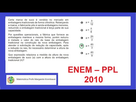 ENEM – PPL – 2010 | Volume do Cilindro | Geometria Espacial