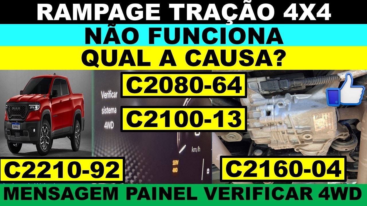 Rampage 4x4 não funciona qual a causa? Mensagem painel 4WD erro C2080-64 C2100-13 C2160-04 C2210-92