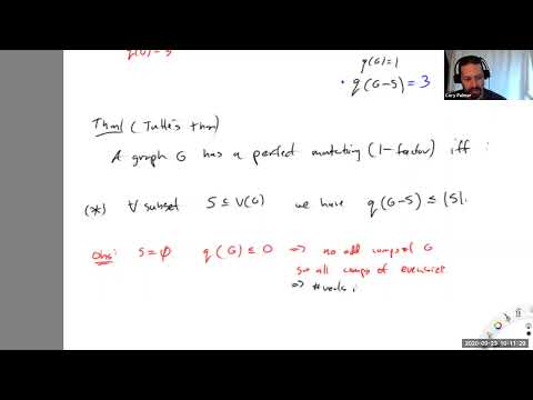 Graph Theory - Matchings in general graphs (Lecture 15)