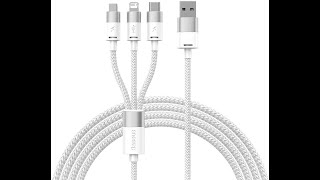 Baseus USB naar Lightning/USB-C/Micro USB Kabel 3.5A 1.2M Zwart Kabels