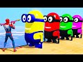 GTA 5 Gameplay Ragdolls RED SPIDERMAN VS RED MINION VS GREEN MINION Euphoria Physics Funny Fails