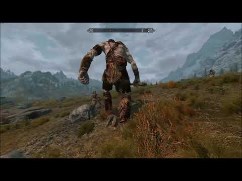 GIANT DESTROYS BANDITS IN SKYRIM