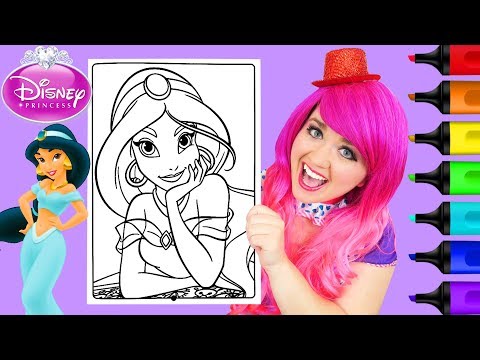 Coloring Jasmine Disney Princess Coloring Book Page Prismacolor Paint Markers | KiMMi THE CLOWN Video
