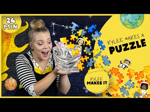 Kylee Makes a Puzzle | Learn how to make a Puzzle and go on a Solar System Puzzle Scavenger Hunt!