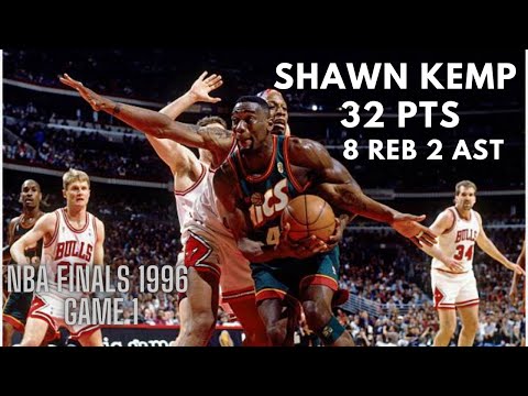 Shawn Kemp Highlights 32 Points NBA Finals 1996 Game 1 Seattle Supersonics vs Chicago Bulls