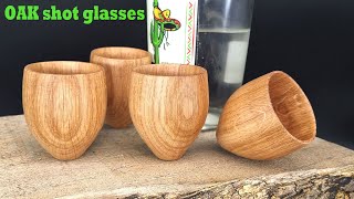 How to Make - OAK Wood Shot Glasses with a food safe finish - #woodturning