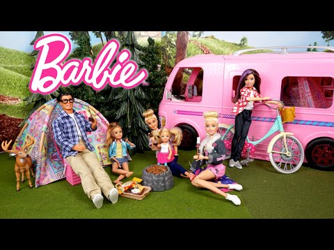 Barbie Family Camping Trip Routine - Dreamhouse Adventures Camper