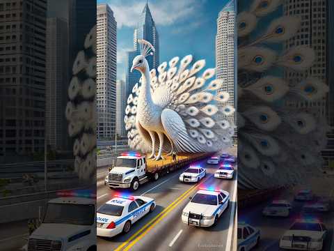 ❤️ Cat Sound 😻 Giant White Peacock 🦚🚚 #cat #gato #shorts #peacock